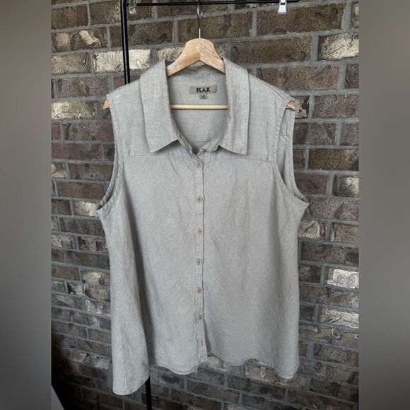 Flax Skyline Blouse - Sleeveless Linen Blouse Size 1G - Picture 2 of 10
